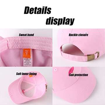 Juenier Kids Lightweight Sun Hat Toddler Baseball Cap Sun Protection Caps with Adjustable Strap for Boys Girls Ages 1-3(S-Pink Flamingos)
