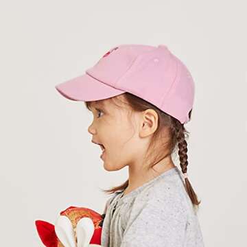 Juenier Kids Lightweight Sun Hat Toddler Baseball Cap Sun Protection Caps with Adjustable Strap for Boys Girls Ages 1-3(S-Pink Flamingos)