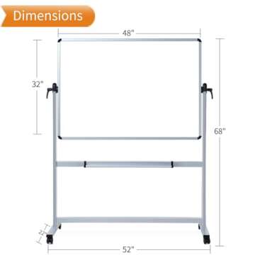 VIZ-PRO Double-Sided Magnetic Whiteboard 48 x 32 Inches