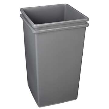 Amazon Basics - Square Waste Container, 25 gallons (Pack of 2), Grey (Previously AmazonCommercial br...