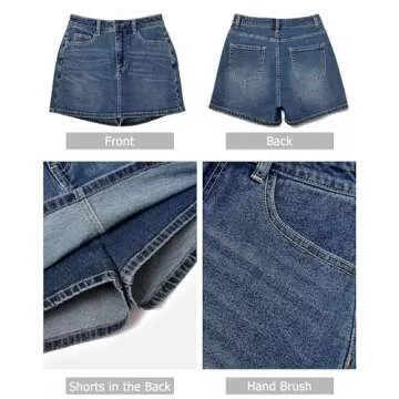 Stylish LOLILRSD High Waisted Denim Mini Skort for Women