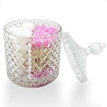 Elegant Bathroom Glass Qtip Holder for Organized Storage