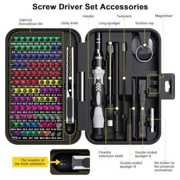 YOYSUN Mini Precision Screwdriver Set with Color-coded Identification, 132 in 1 Micro Magnetic Repair Tool Kits with Storage Box, 108 Bits,Small Manual Screw Driver Toolkits for iPhone/Mac/iPad/Table