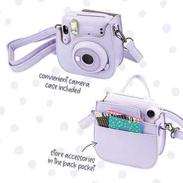 Fujifilm Instax Mini 12 Instant Camera Pastel Blue with Film Value Pack (40 Sheets) + Accessories Including Galaxy Carrying Case Strap, Photo Album, Stickers (Pastel Blue)