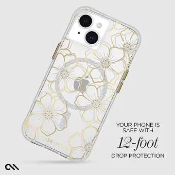 Case-Mate iPhone 15 Case - Floral Gems [12ft Drop Protection] [Compatible with MagSafe] Magnetic Cover with Sparkly Rhinestones for iPhone 15 6.1", Anti-Scratch, Shock Absorbent Materials, Slim