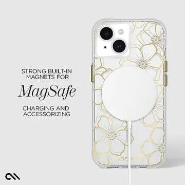 Case-Mate iPhone 15 Case - Floral Gems [12ft Drop Protection] [Compatible with MagSafe] Magnetic Cover with Sparkly Rhinestones for iPhone 15 6.1", Anti-Scratch, Shock Absorbent Materials, Slim