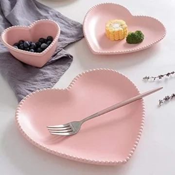 Heart Shaped Ceramic Plates Set - Ideal for Any Occasion