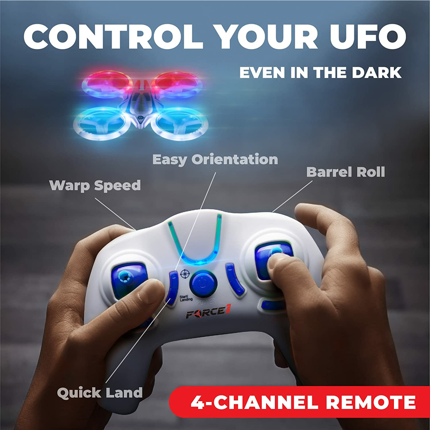 Force1 UFO 4000 Mini Drone for Kids - LED RC Fun