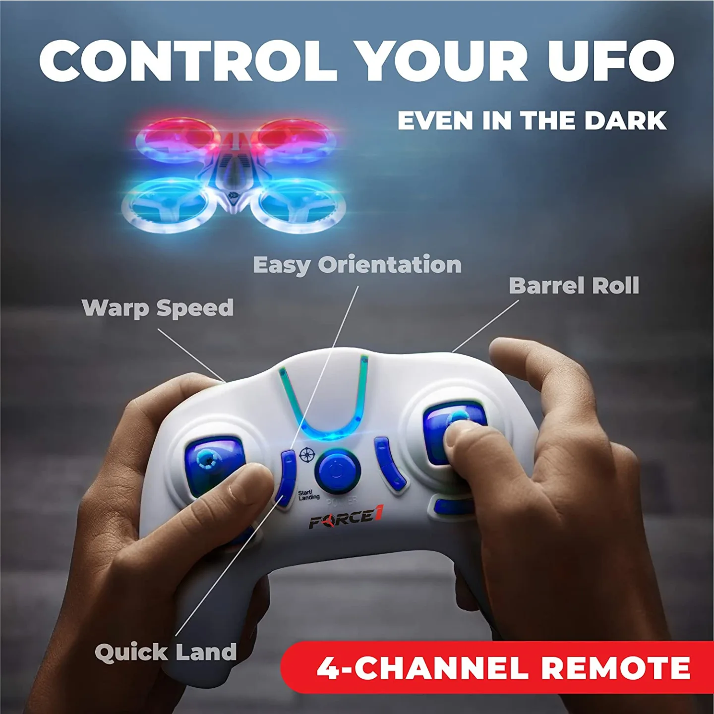 Force1 UFO 4000 Mini Drone for Kids - LED RC Fun