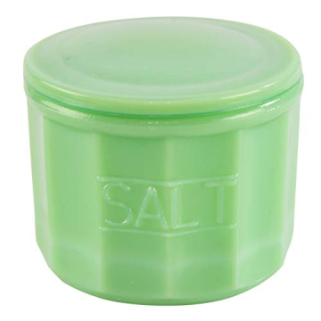 Elegant HOME-X Depression Style Jade Glass Salt Cellar with Lid - Unique Kitchen Decor