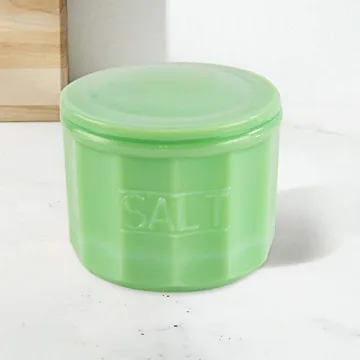 HOME-X Jade Glass Salt Cellar for Kitchen Decor and Gifting