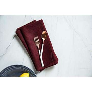 Solino Home Linen Dinner Napkins 20 x 20 Inch - 100% Pure Linen Red Garnet Cloth Napkins Set of 4 fo...