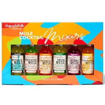 Thoughtfully Cocktails Mule Master Cocktail Mixer Set - 6 Unique Vegan Flavors for Home Bartending