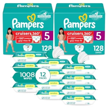 Pampers Pull On Cruisers 360° Fit Disposable Baby Diapers Size 5, 2 Months Supply (2 x 128 Count) w...