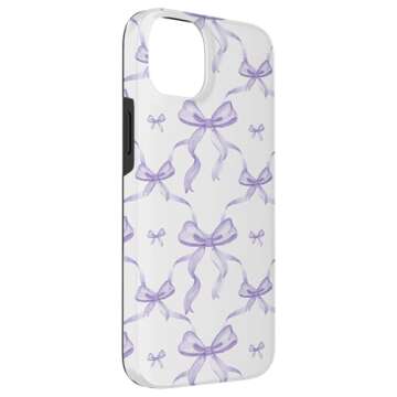 iPhone 14 Plus Aesthetic Lilac Ribbons and Bows in Watercolor Case