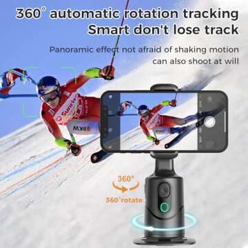 Auto Face Tracking Phone Holder,No App Required,360° Rotation Phone Camera Stand with Remote and Ge...
