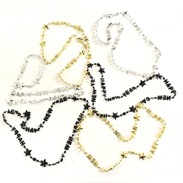 Robbstark Happy New Year Bead Necklace New Year's Eve Party Gift (12 Pcs)