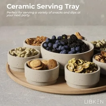 LIBKEN Dip Serving Tray - Stylish Snack Platter with Bowls