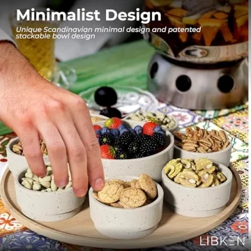 LIBKEN Dip Serving Tray - Stylish Snack Platter with Bowls