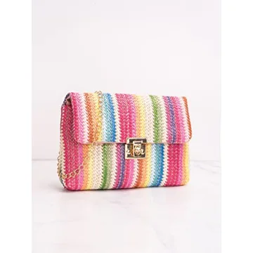 Stylish Verdusa Striped Straw Clutch Bag for Summer