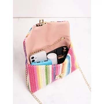Stylish Verdusa Striped Straw Clutch Bag for Summer
