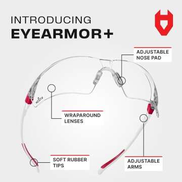 NoCry Clear Safety Glasses for Women with Adjustable Frames — Anti Fog Safety Glasses with 100% UV...