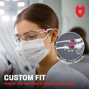 NoCry Clear Safety Glasses for Women with Adjustable Frames — Anti Fog Safety Glasses with 100% UV Protection & Scratch Resistance, ANSI Z87.1 Rated — Perfect Safety Goggles for Women, Nursing Goggles