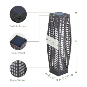 Grand Patio Solar Outdoor Floor Lamp - Stylish Wicker Lighting
