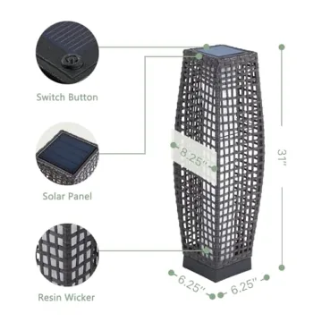 Grand Patio Solar Outdoor Floor Lamp - Stylish Wicker Lighting