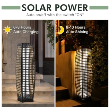 Grand Patio Solar Outdoor Floor Lamp - Stylish Wicker Lighting