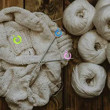 TOYMIS 120pcs Knitting Stitch Markers and 9pcs Large Eye Needles, 60 Large + 60 Small Plastic Crochet Stitch Markers, Knitting Stitch Rings for Sewing Knitting DIY and Handmade Crafts (Random Colors)