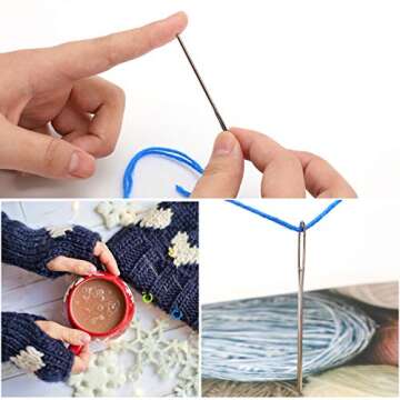 TOYMIS 120pcs Knitting Stitch Markers and 9pcs Large Eye Needles, 60 Large + 60 Small Plastic Crochet Stitch Markers, Knitting Stitch Rings for Sewing Knitting DIY and Handmade Crafts (Random Colors)