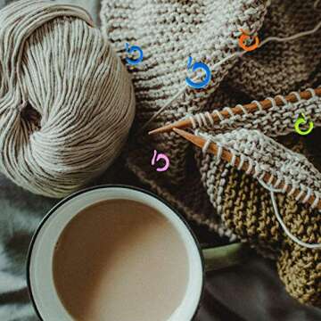 TOYMIS 120pcs Knitting Stitch Markers and 9pcs Large Eye Needles, 60 Large + 60 Small Plastic Crochet Stitch Markers, Knitting Stitch Rings for Sewing Knitting DIY and Handmade Crafts (Random Colors)