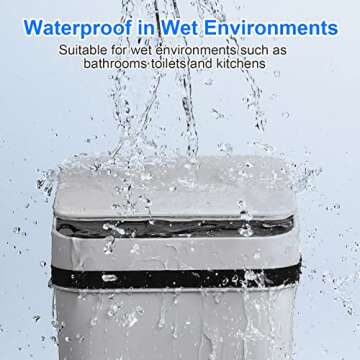 Anborry Smart Touchless Bathroom Trash Can 2.2 Gallon Automatic Motion Sensor Rubbish Can with Lid E...