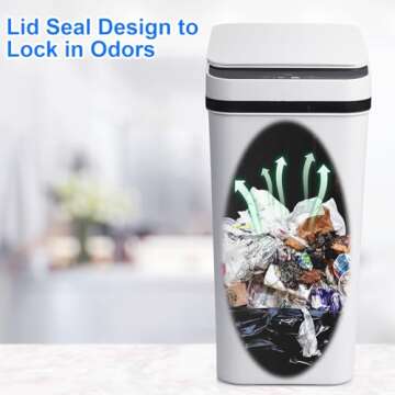 Anborry Smart Touchless Bathroom Trash Can 2.2 Gallon Automatic Motion Sensor Rubbish Can with Lid Electric Narrow Small Garbage Bin for Kitchen, Office, Toilet, Bedroom (Grey)