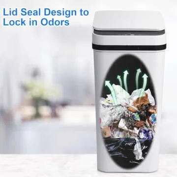 Anborry Smart Touchless Bathroom Trash Can 2.2 Gallon Automatic Motion Sensor Rubbish Can with Lid Electric Narrow Small Garbage Bin for Kitchen, Office, Toilet, Bedroom (Grey)