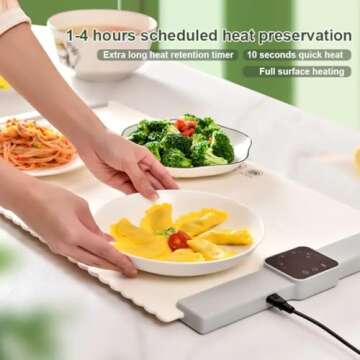 Electric Warming Tray - Full Surface Heating,Foldable & Portable,Premium Nano-Material Silicone,5 Te...