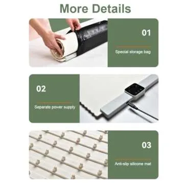 Electric Warming Tray - Full Surface Heating,Foldable & Portable,Premium Nano-Material Silicone,5 Temperature Settings,Auto Shut-Off - Food Warming Mat for Buffet,Parties,Everyday Use. (White)