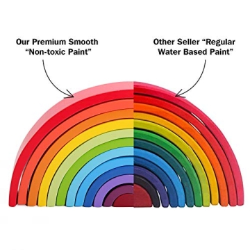 QZMTOY Wooden Rainbow Stacker Educational Toy for Kids