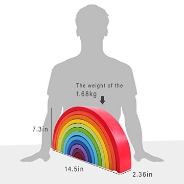 QZMTOY Wooden Rainbow Stacker Educational Toy for Kids