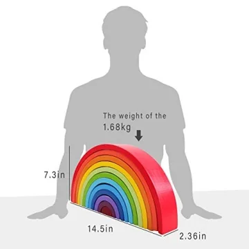 QZMTOY Wooden Rainbow Stacker Educational Toy for Kids