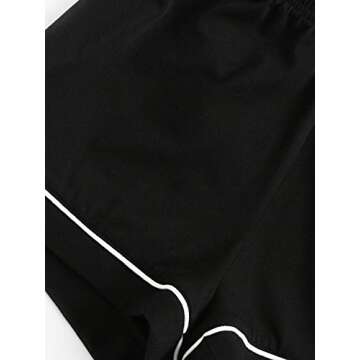 Floerns Women's Notch Collar Short Sleeve Sleepwear Two Piece Pajama Set Black L