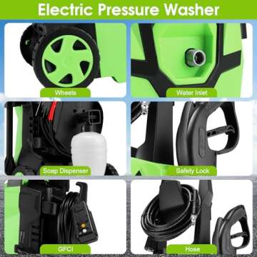 Homdox 4800 Electric Pressure Washer, Professional Electric Pressure Cleaner Machine with 4 Nozzles, 500ml Foam Cannon, 1700W High Power Washer, IPX5 Car Wash Machine/Car/Driveway