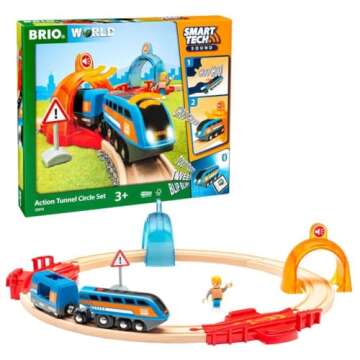 Brio 33974 World-Smart Tech Sound-Action Tunnel Circle Set | Interactive Toy Train Set | Enhances Motor Skills | FSC Certified Wood | Compatible with All BRIO Tracks and Vehicles