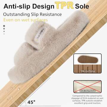 Women's House Slippers Fuzzy Platform Slides Faux Fur Fluffy Sandals Winter Memory Foam Cloud Footwear Latex Insoles