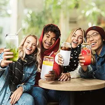 Elegant 16oz Glass Tumblers with Bamboo Lids & Straws