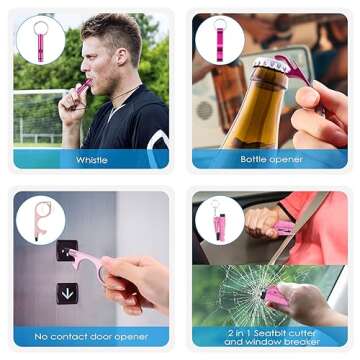 AMIR Safety Keychain Set for Women, Wristlet Strap Keychain with Personal Alarm and Pom Pom Accessories Kit, Gifts for Women and Girls