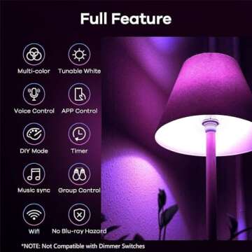 Linkind Matter Smart Light Bulb, Smart Bulbs Work with Apple Home/Siri/Alexa/Google Home/SmartThings, LED RGBTW Color Changing Bulbs Music Sync, Smart Home, A19 E26 60W 800LM, 2.4Ghz WiFi Only, 4 Pack