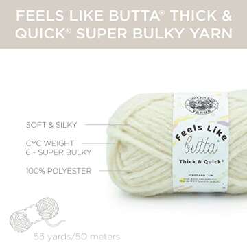 Lion Brand Feels Like Butta Super Bulky Yarn - Antique White