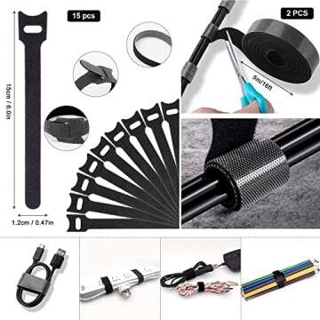 181pcs Cable Management Kits, 100 Fastening Cable Ties with 4 Wire Organizer Sleeve, 10pcs and 2 Rol...